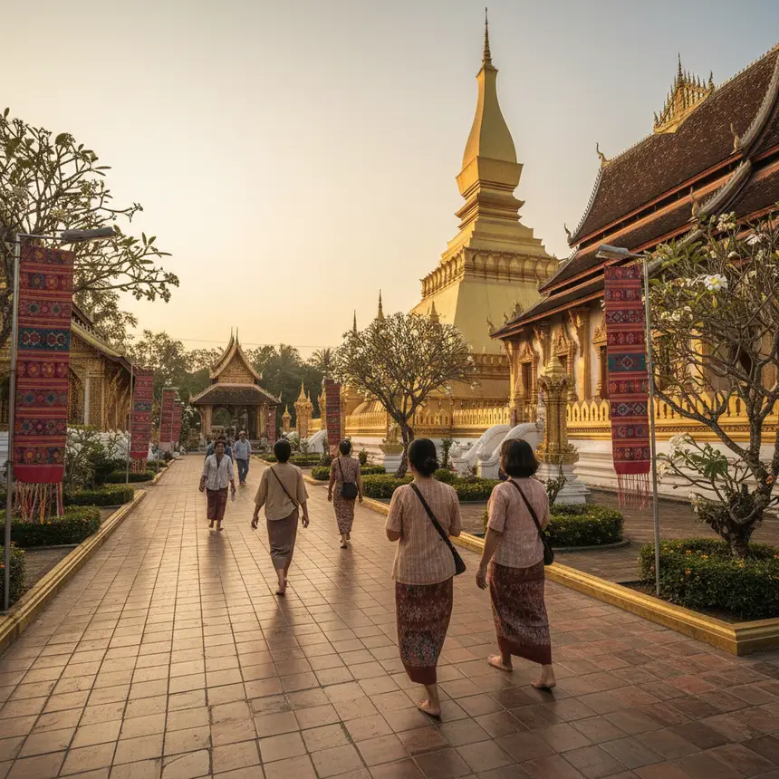 Inside a Laotian temple
