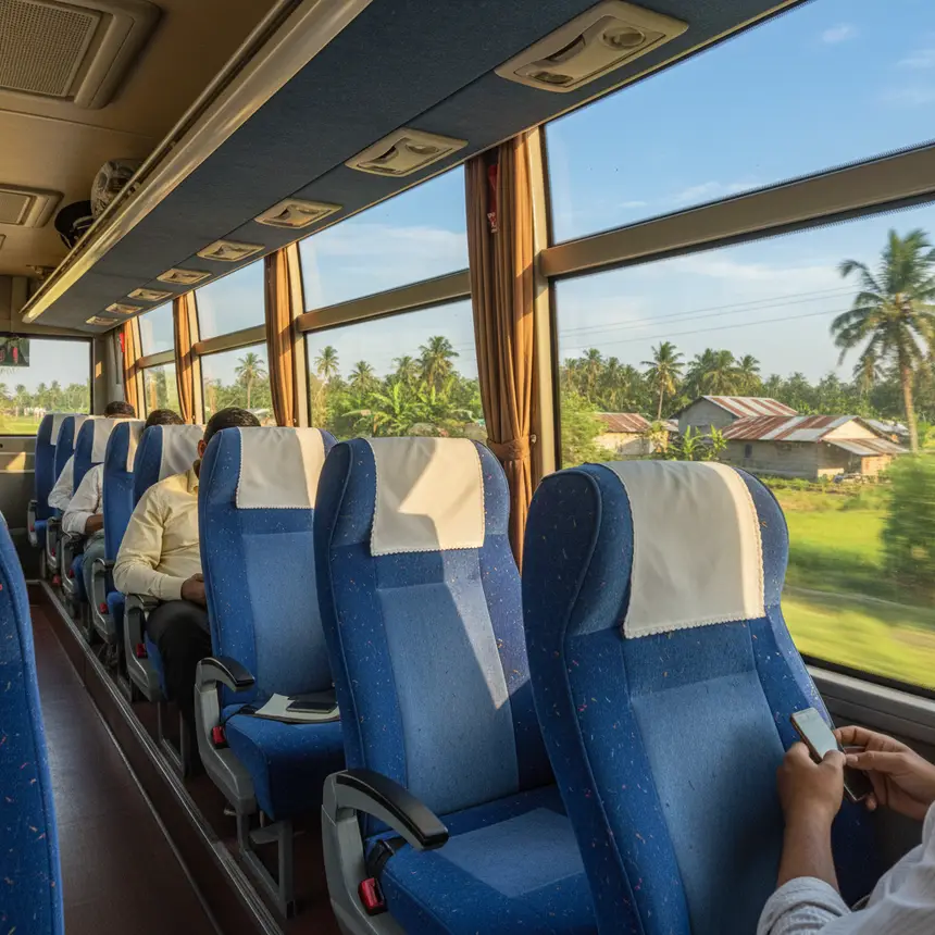 Bangladesh long-distance bus interior