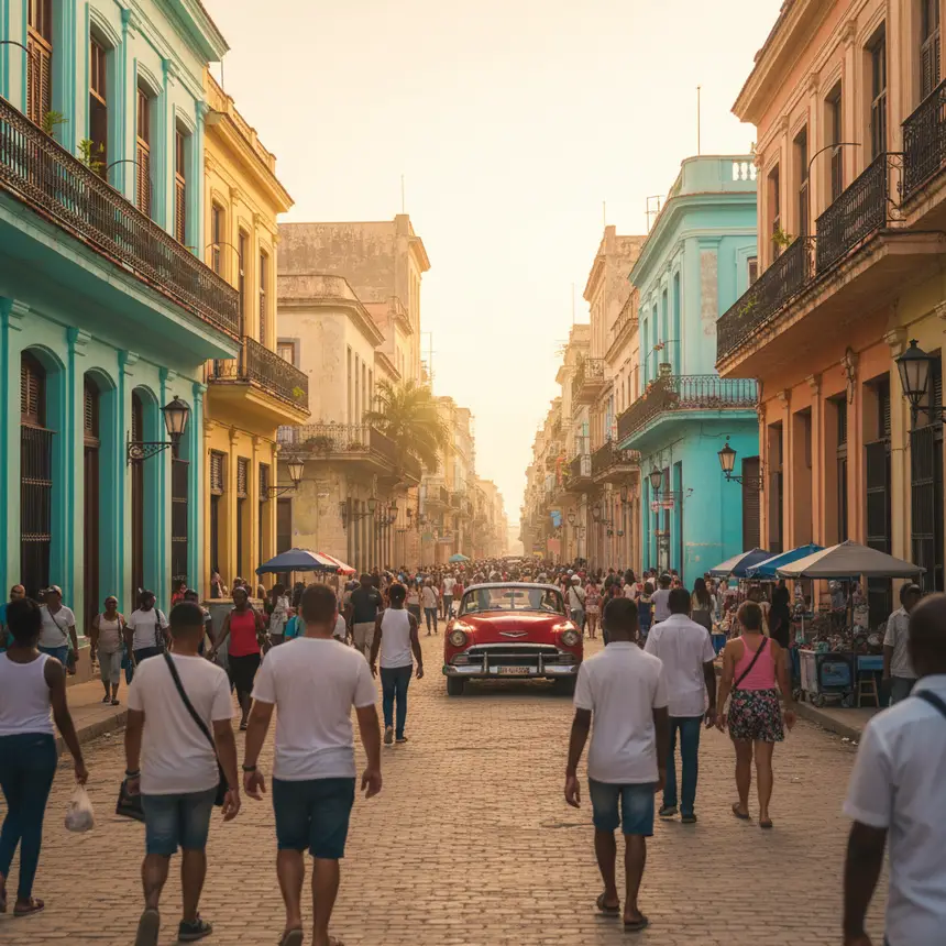 Lively Old Havana street scene