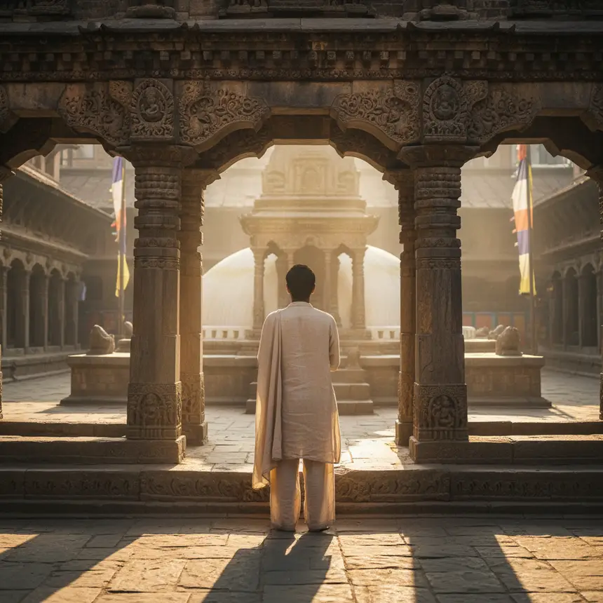 Inside Kathmandu temple, Nepalese traditional temple
