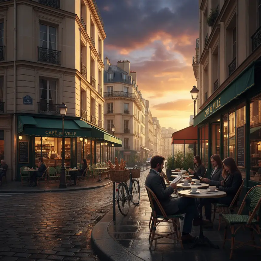 Paris street, city view