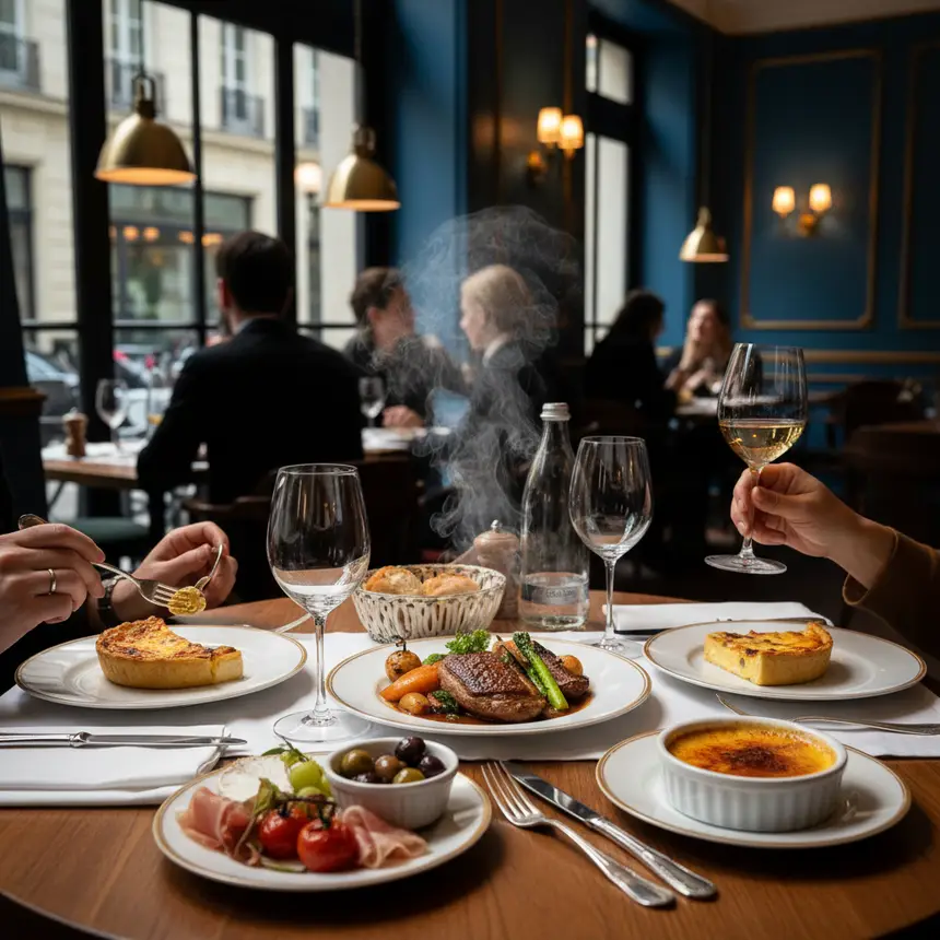 French dining, course meal