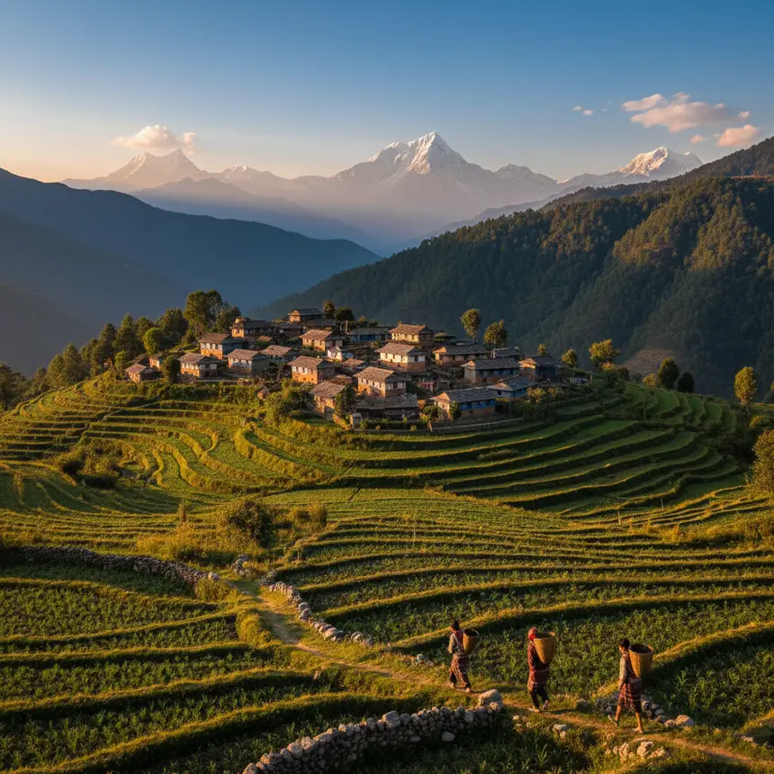 Nepal local village scenery