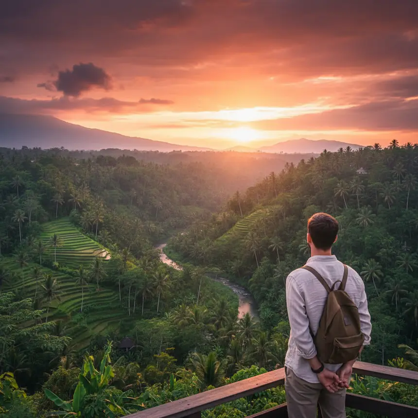 Ubud jungle sunset