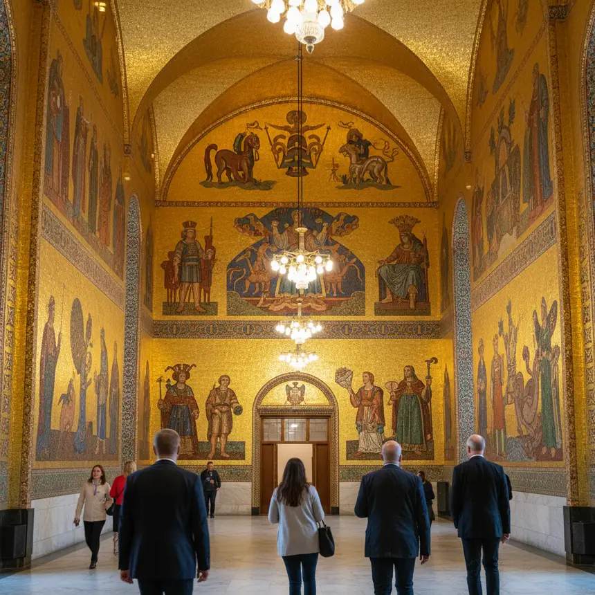 Stockholm City Hall Golden Hall mosaics