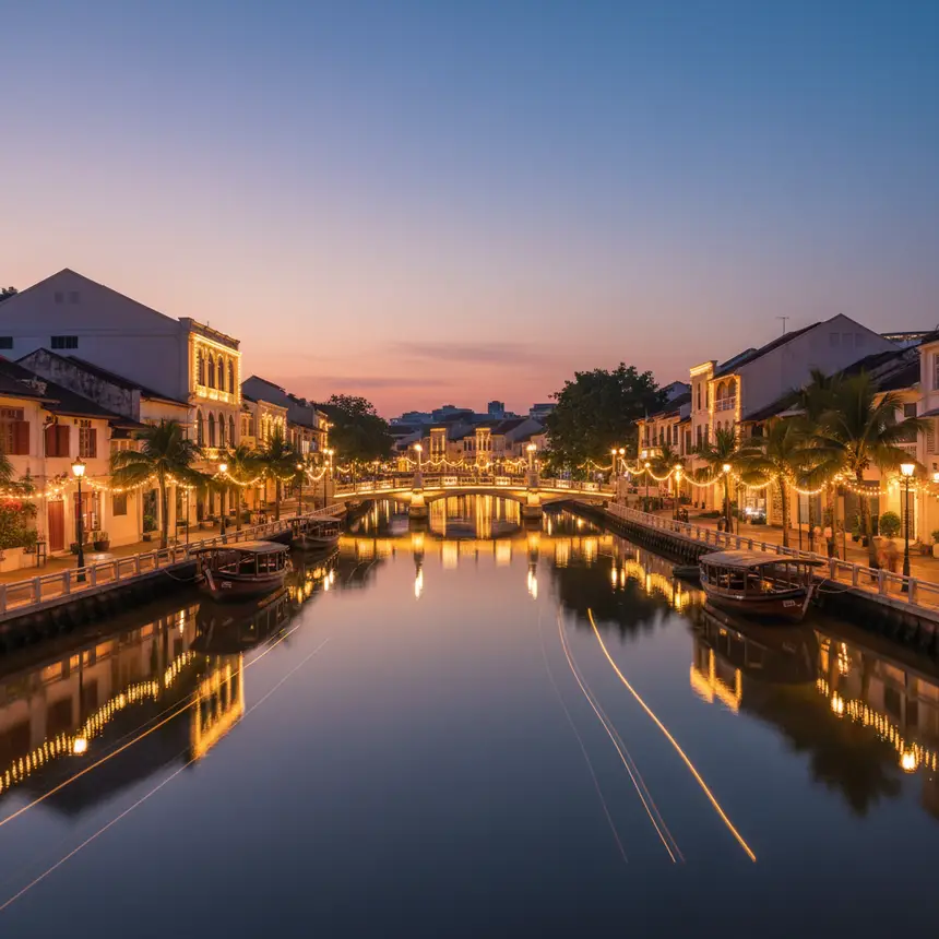 Melaka River night view