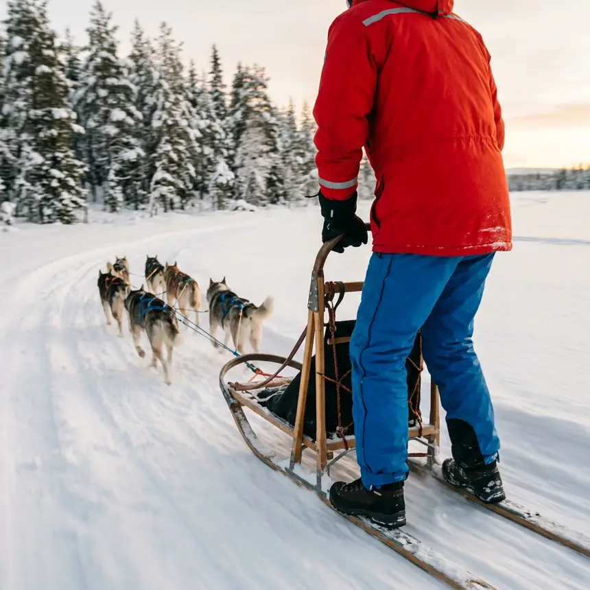 Driving a husky sled