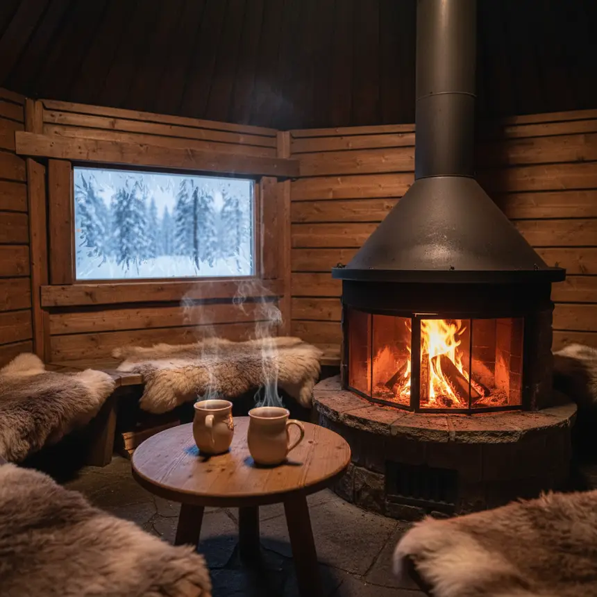 Winter cabin relaxation