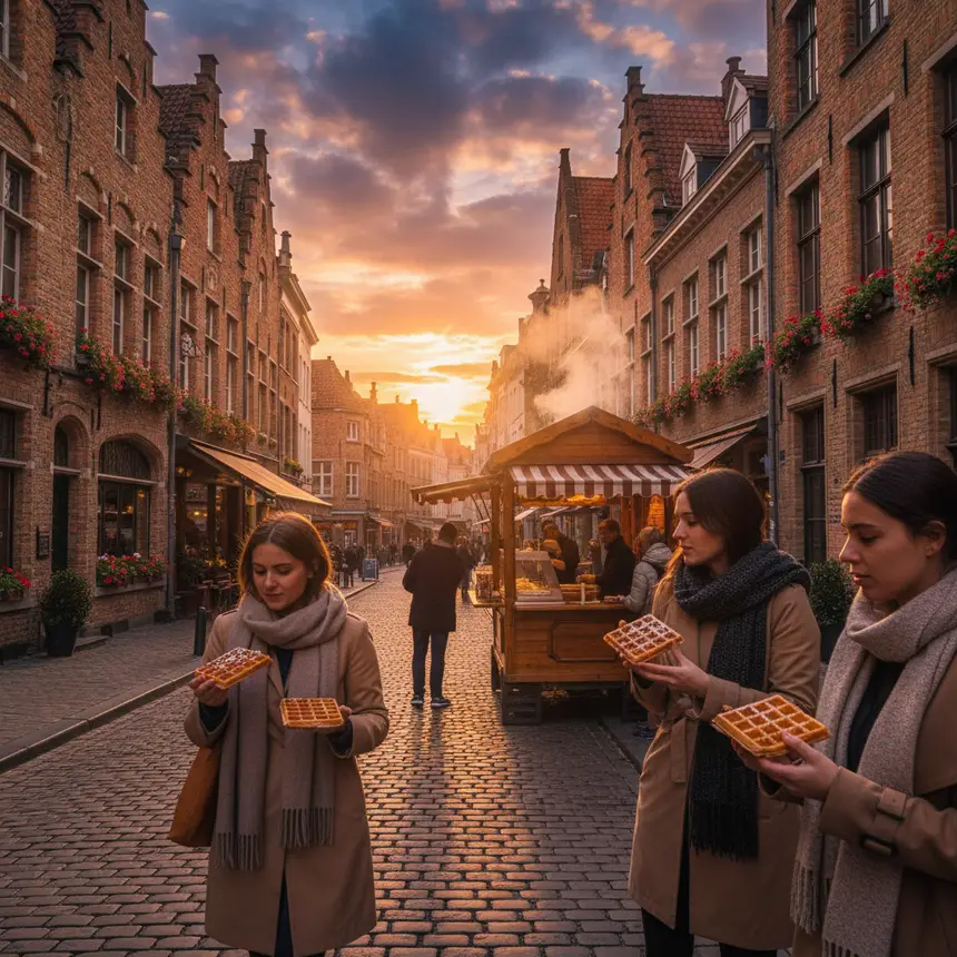Bruges waffle street, Belgian waffles