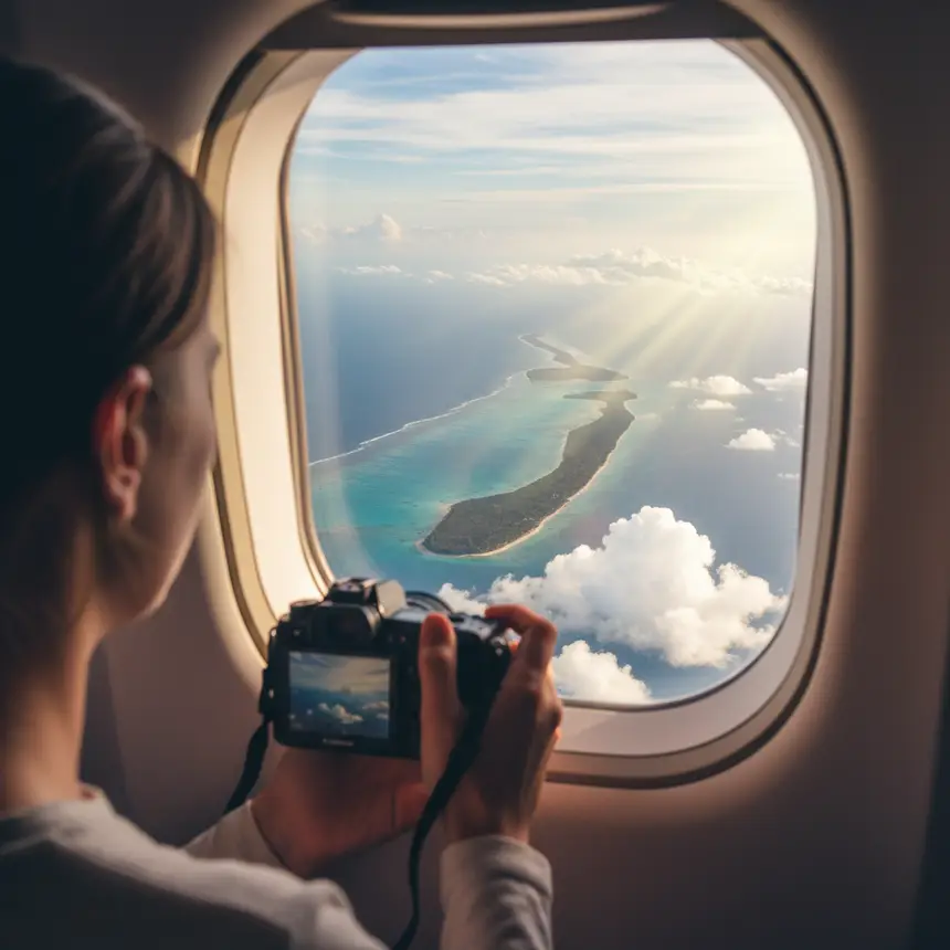 Airplane window view