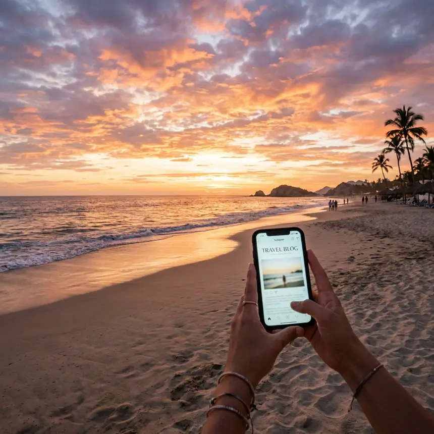 Mexico beach smartphone