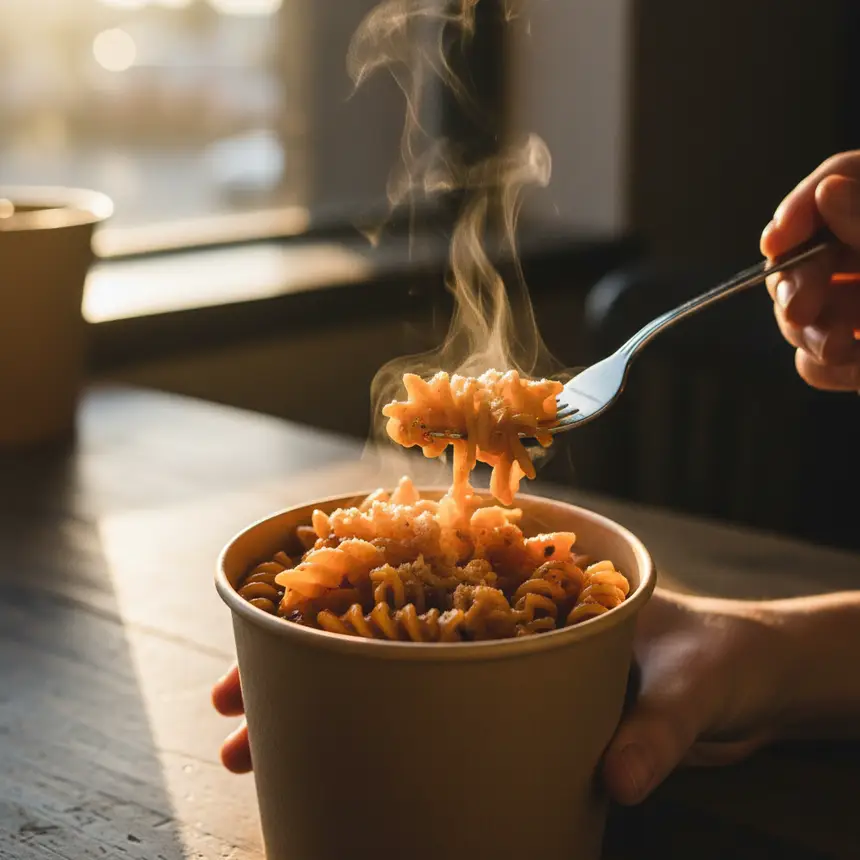 Venice street pasta, warm creamy pasta, takeaway pasta