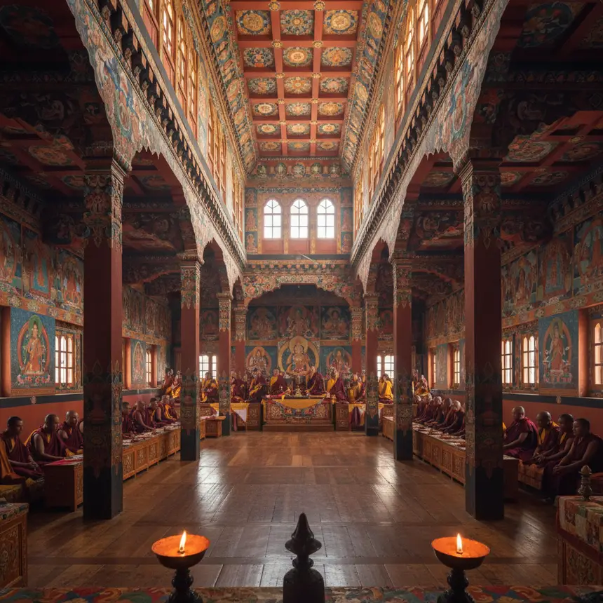 Punakha Dzong main assembly hall interior