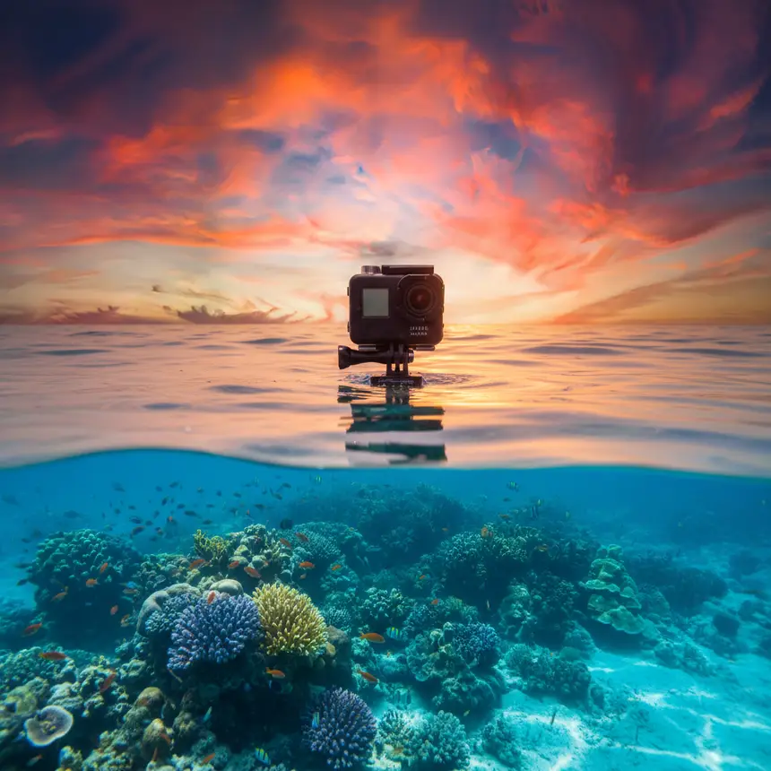 Action camera underwater shot