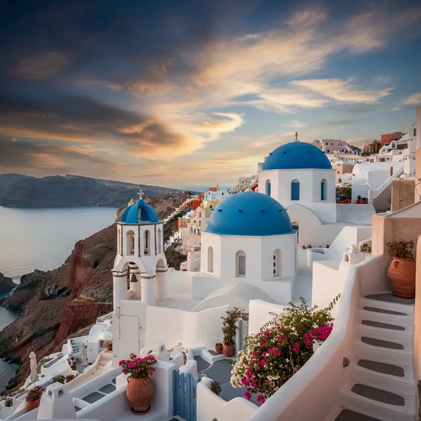 Oia village volcanic landscape