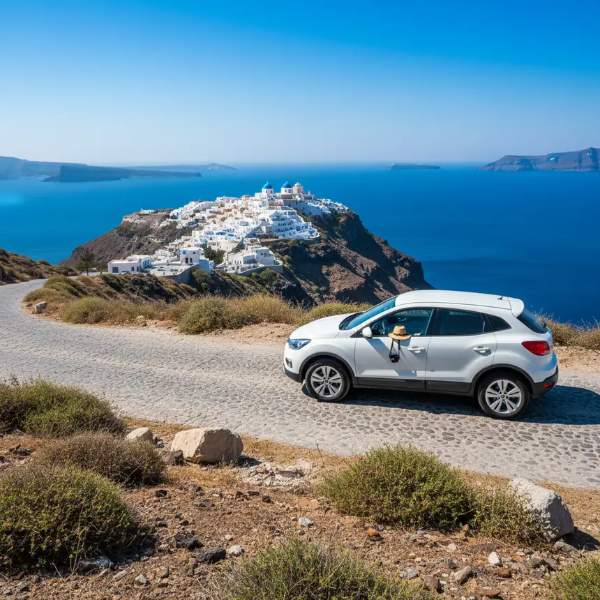 Santorini rental car travel