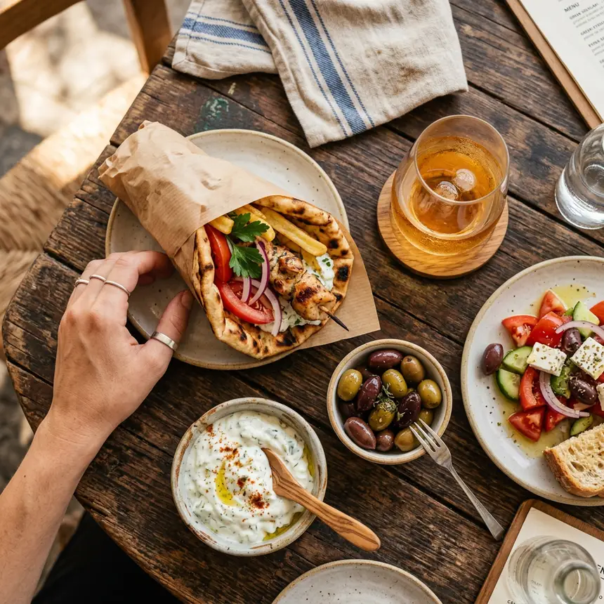 Greek souvlaki food