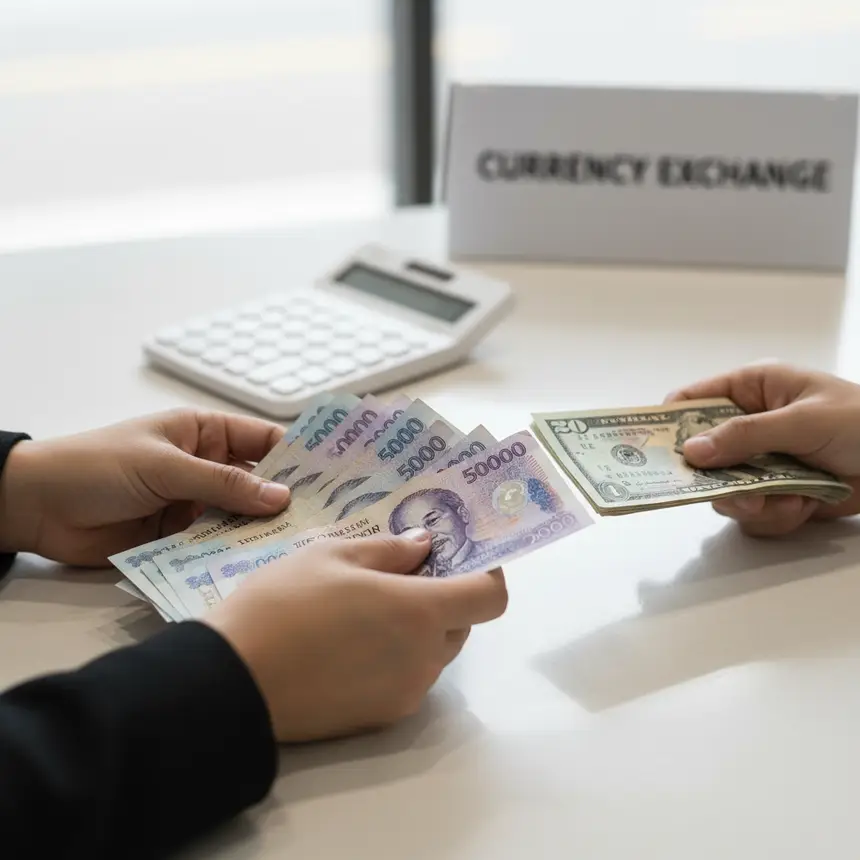 Vietnamese Dong currency exchange transaction