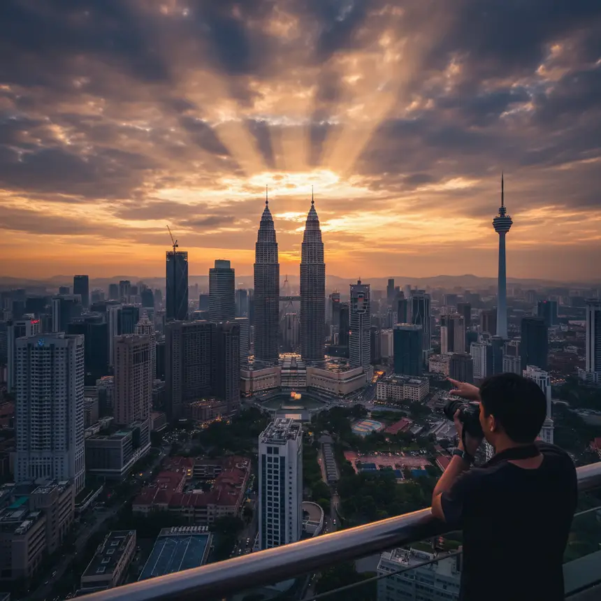 Kuala Lumpur city skyline at sunset