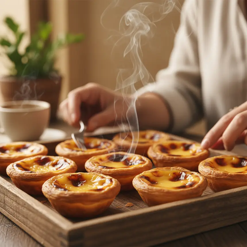 Freshly baked Portuguese tarts