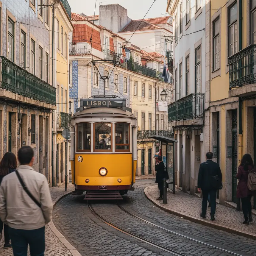Historic Lisbon tram street