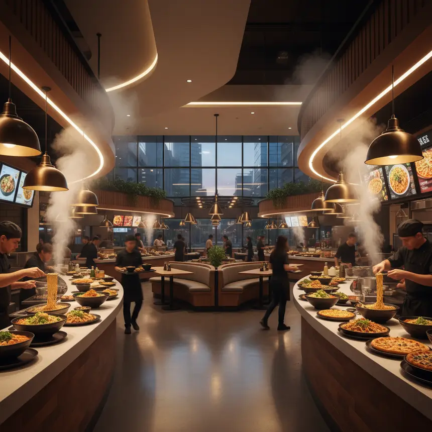 Manila mall food court, global cuisine