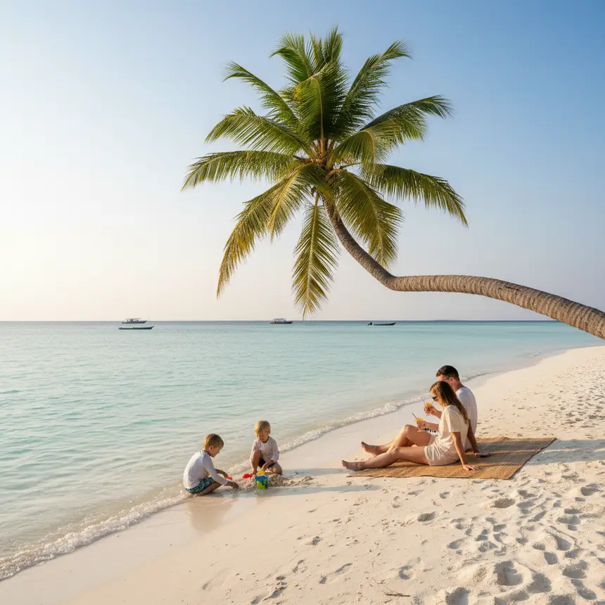 Maldives family beach relaxation