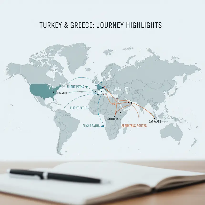 Turkey Greece travel routes map