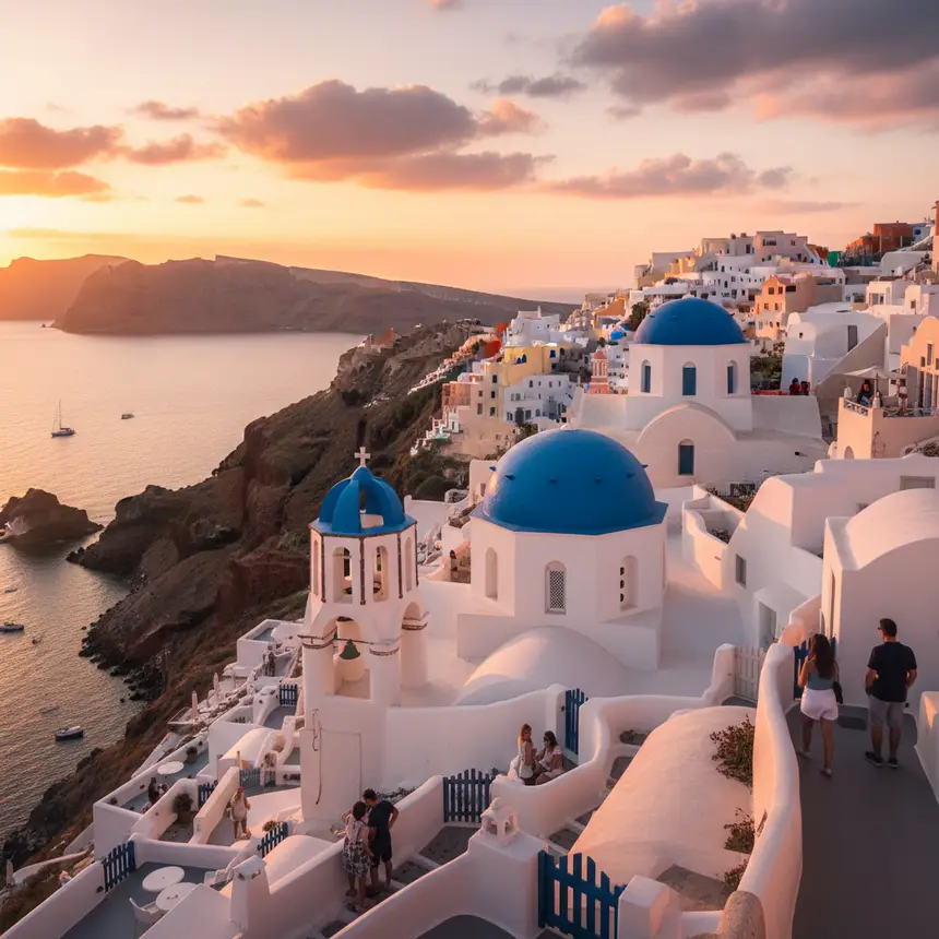 Santorini Oia village sunset