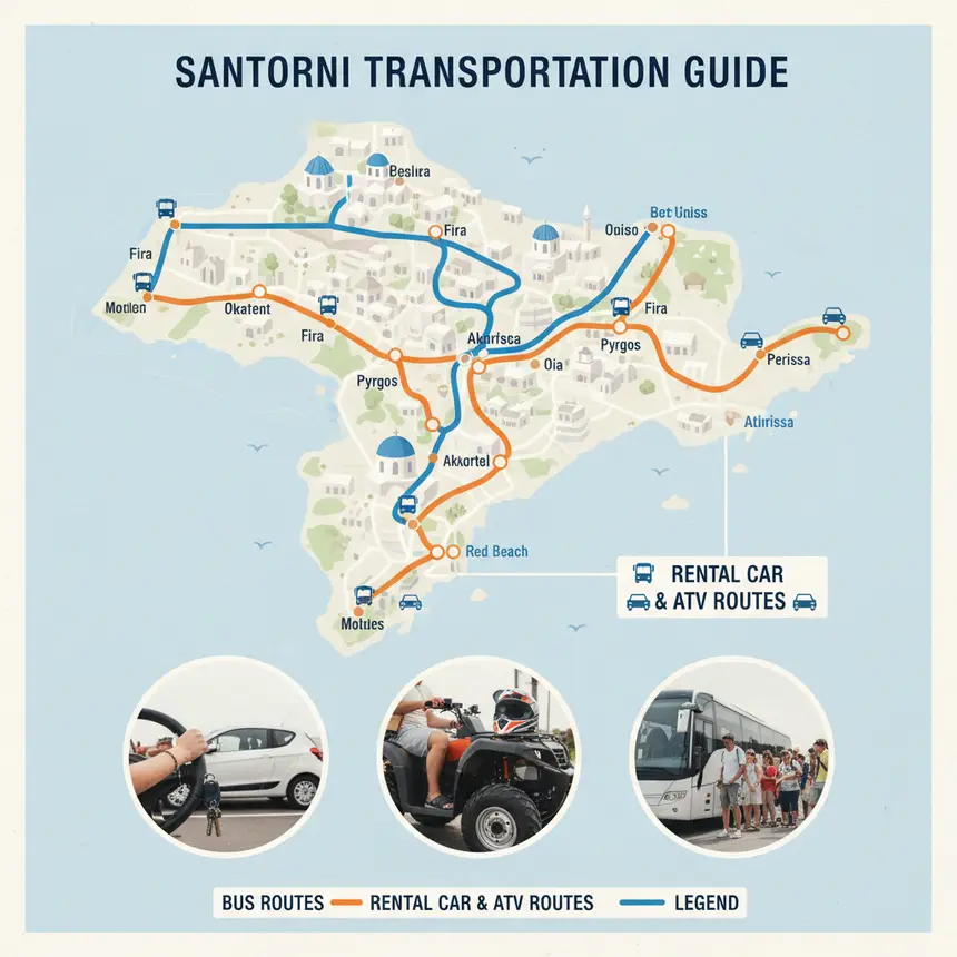 Santorini transportation infographic