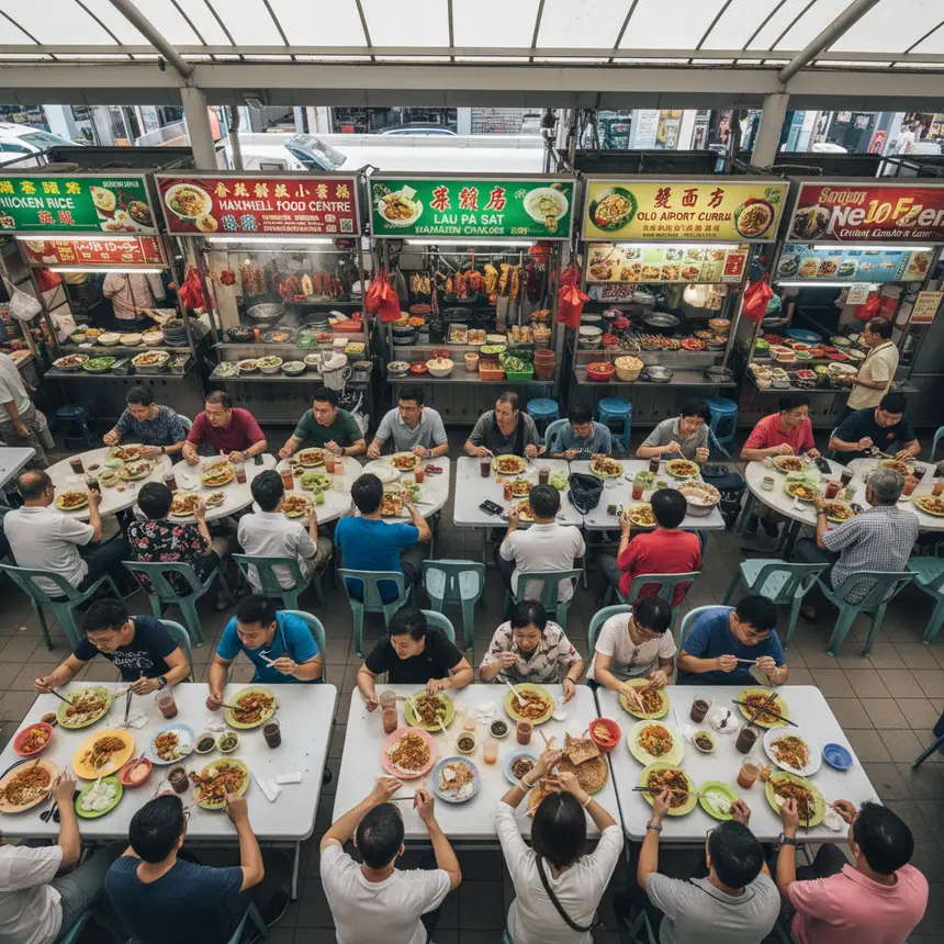 Busy Singapore hawker center