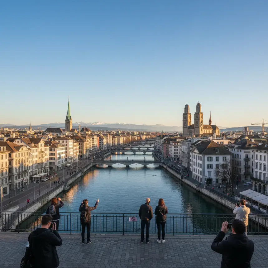Zurich city view from Lindenhof
