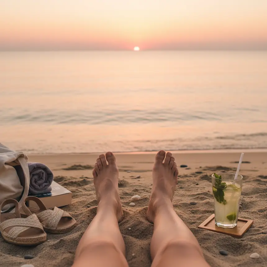 Beach relaxation, travel essentials