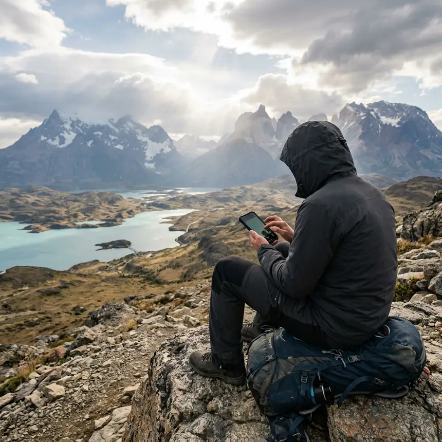 Patagonia travel, smartphone usage, internet connection