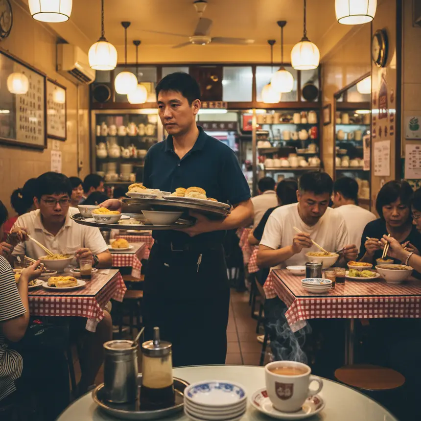 Hong Kong tea restaurant, local eatery, milk tea