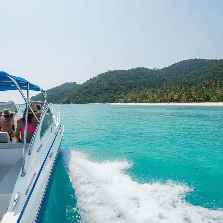 Speedboat to Koh Larn, clear ocean travel, emerald sea