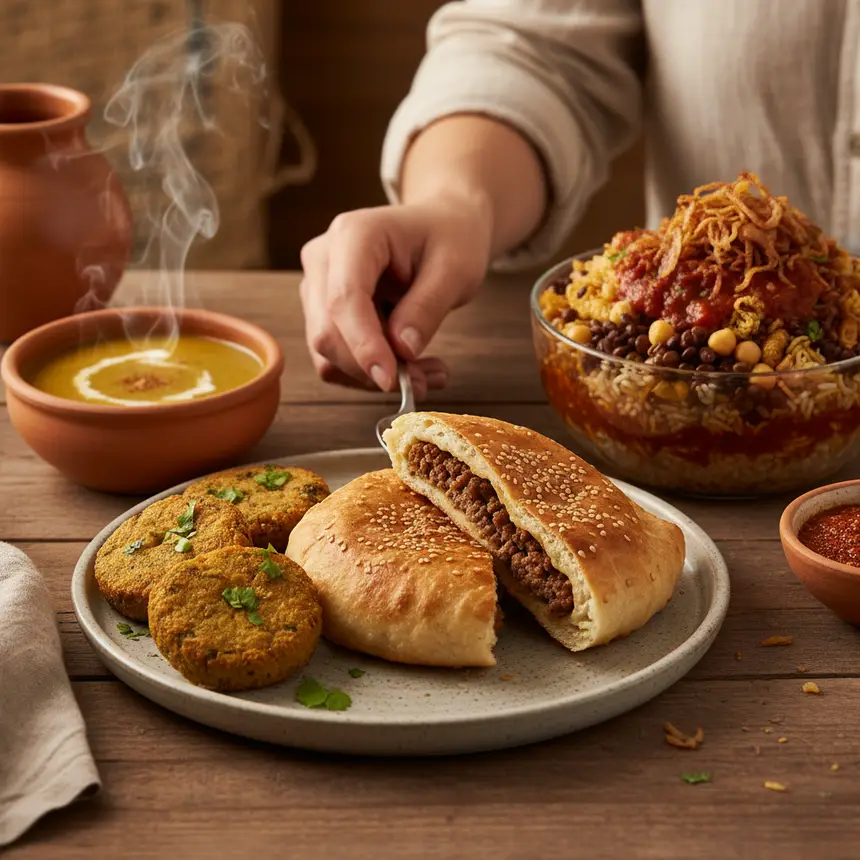 Assortment of Egyptian street food