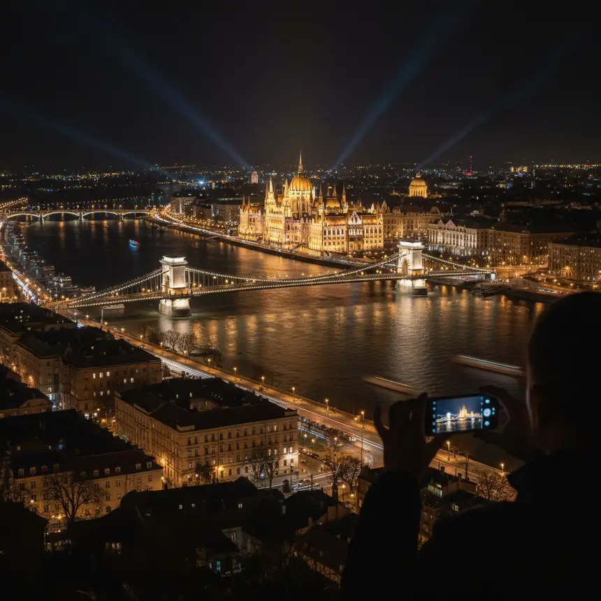 Panoramic Budapest night view