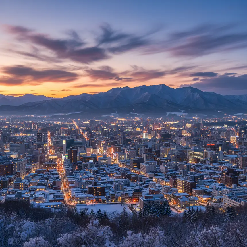 Sapporo winter city night view